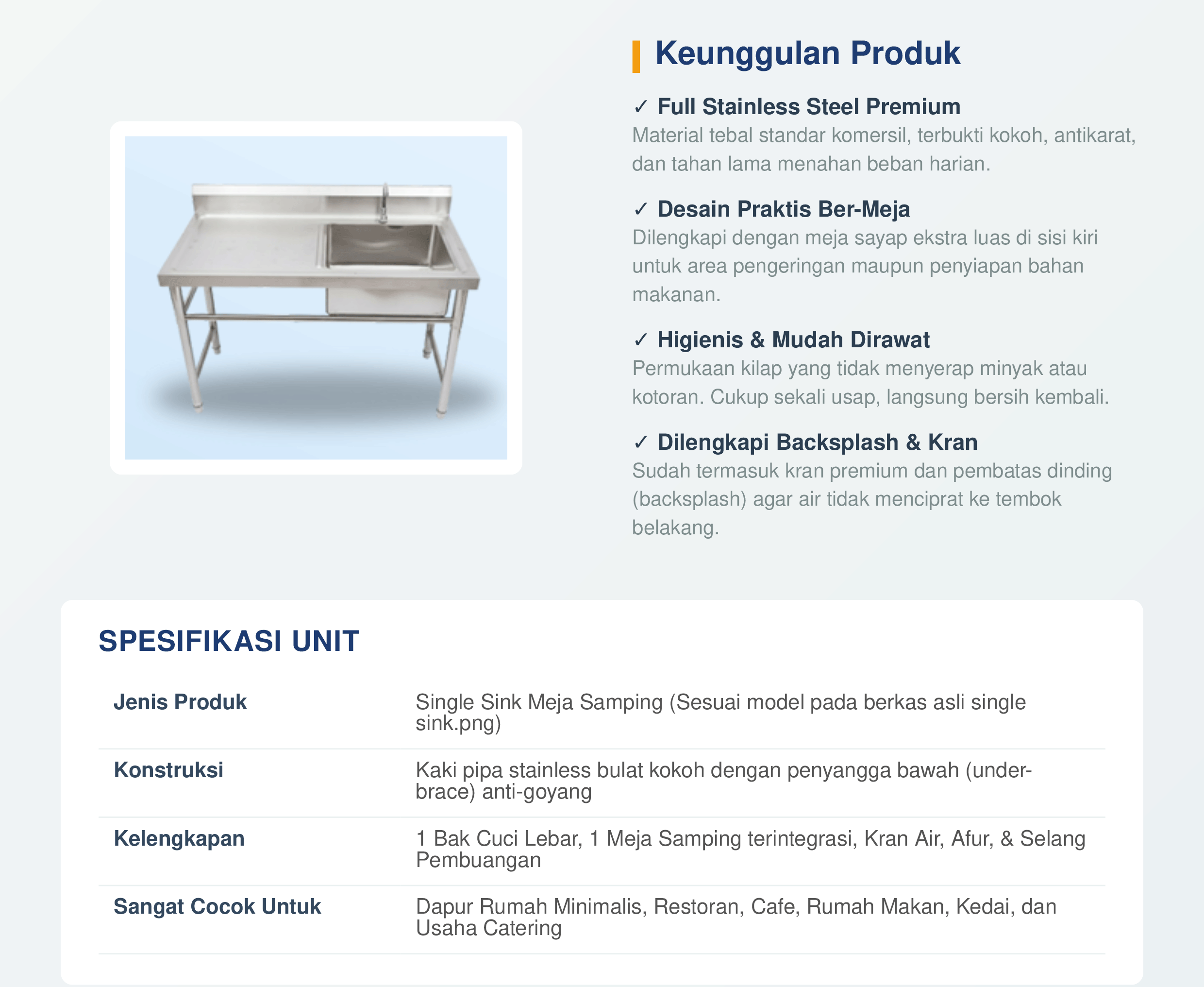 Jual Single Sink Stainless Bergaransi dari Kota Depok