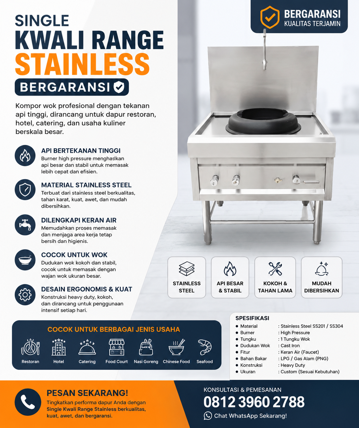 Butuh Single Kwali Range Stainless Bergaransi